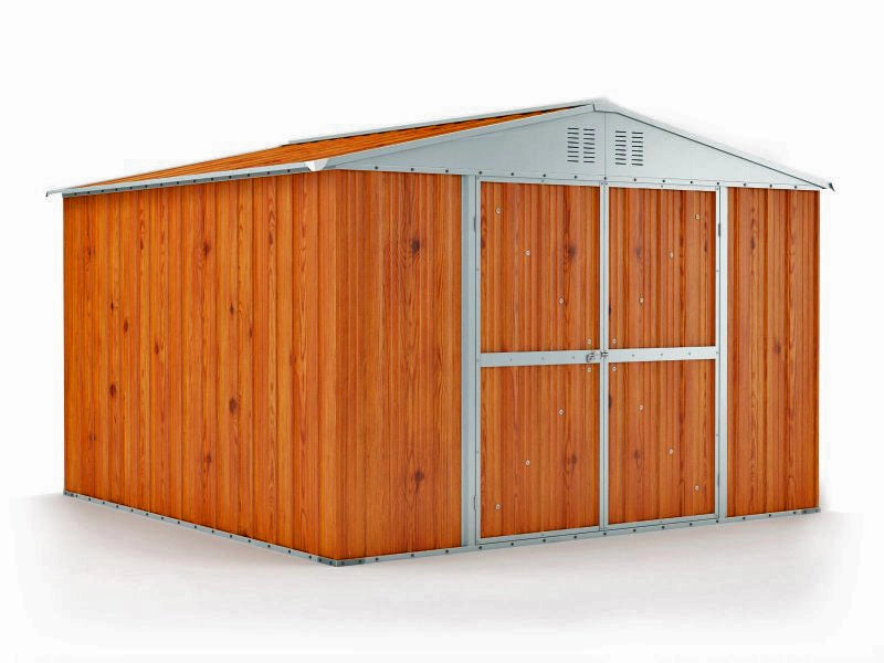 Casetta Box da Giardino in Lamiera di Acciaio Porta Utensili 327x307x217 cm Enaudi Legno