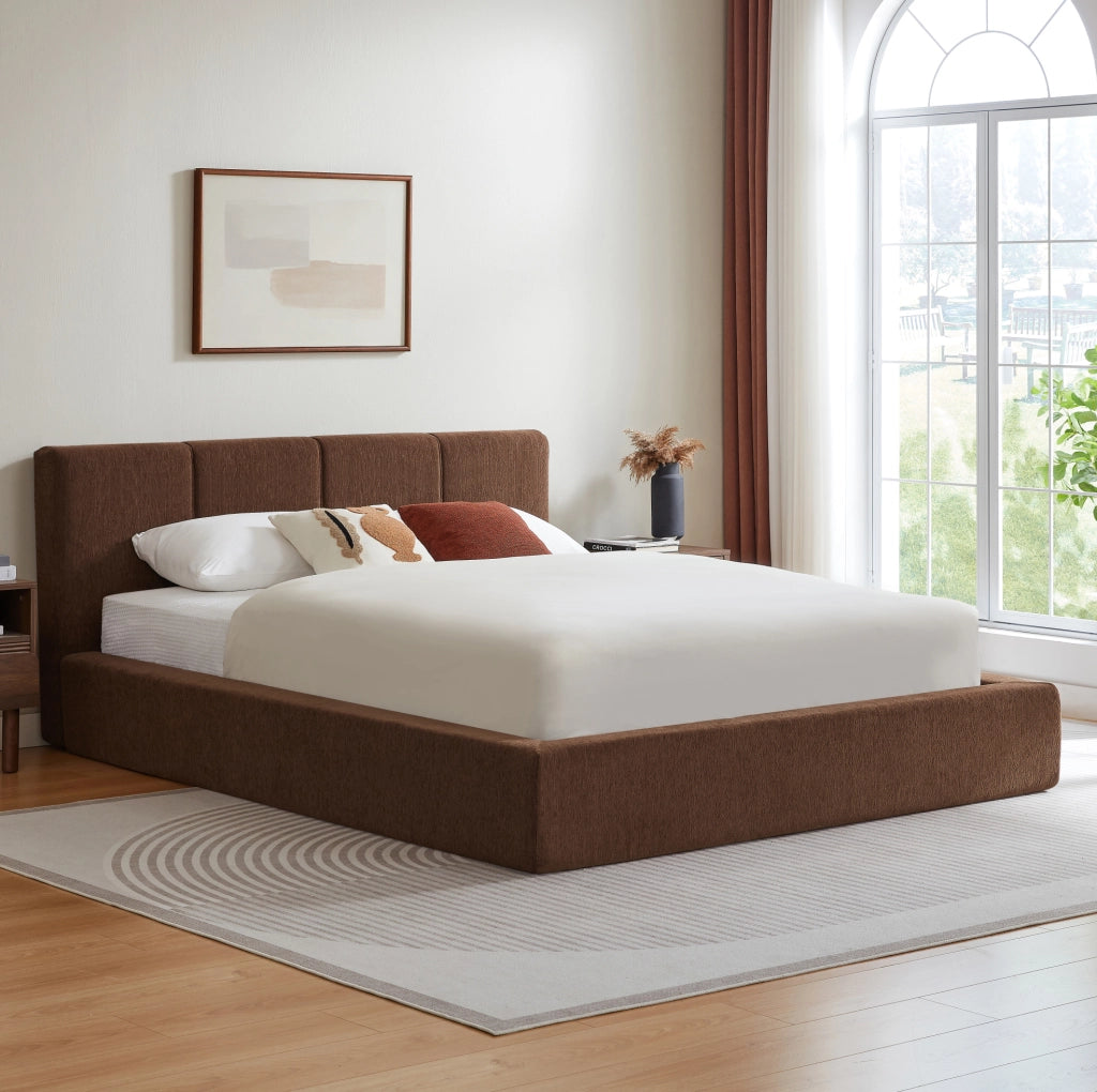 Telaio letto 160x200 cm con testiera imbottita e struttura in acciaio rinforzato, senza materasso