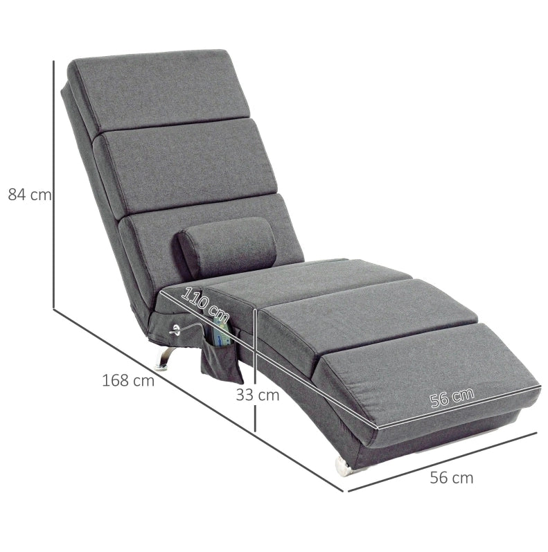 Poltrona Relax Elettrica con Funzione Massaggio, Schienale Alto, Telecomando, 5 Modalità, Cuscino, Grigio Scuro