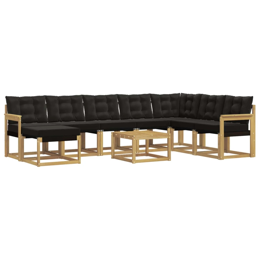 Set di divani da esterno con cuscino 9 pcs Bianco e Nero 3389782