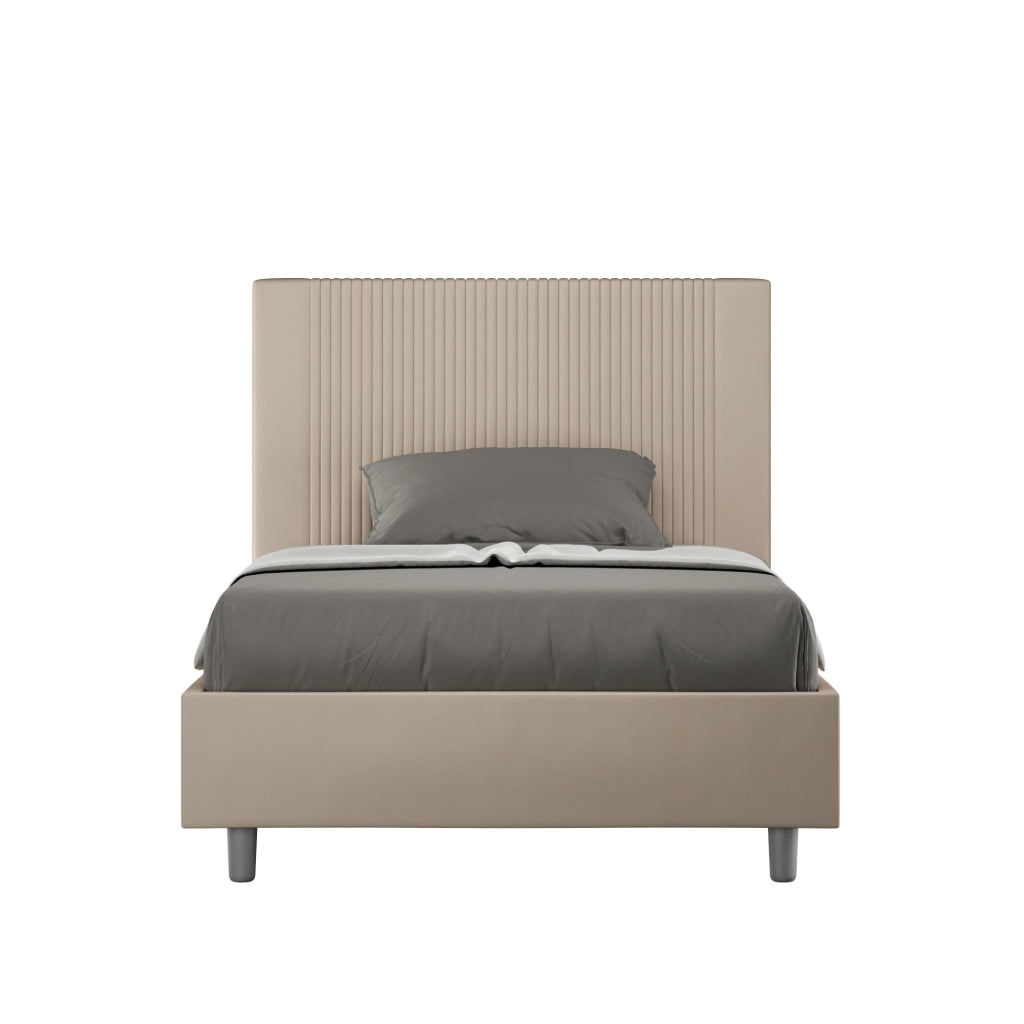 Letto Matrimoniale Extra Large 200x210 cm con Rete e Contenitore Goya Tortora