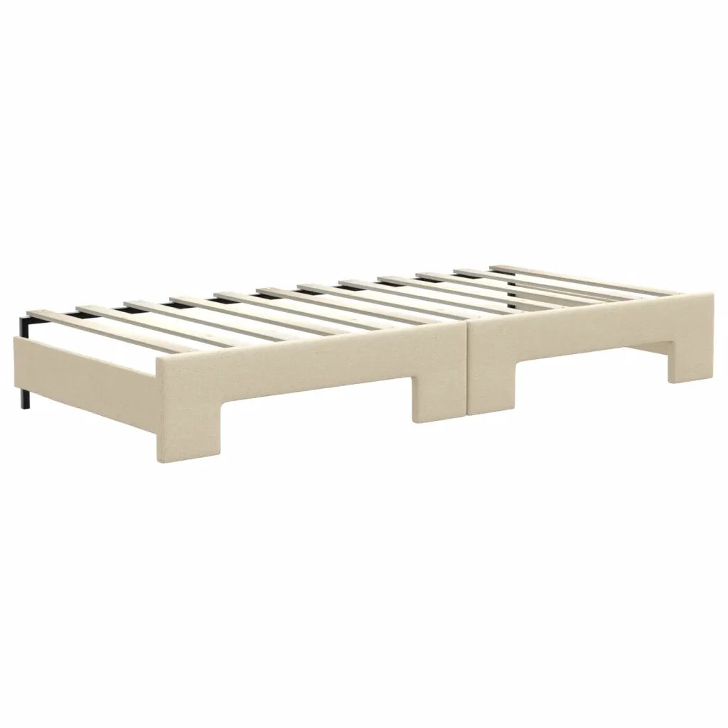 Divano letto | Sof¨¤ letto | Letto singolo Estraibile con Cassetti Crema 90x200 cm in Tessuto