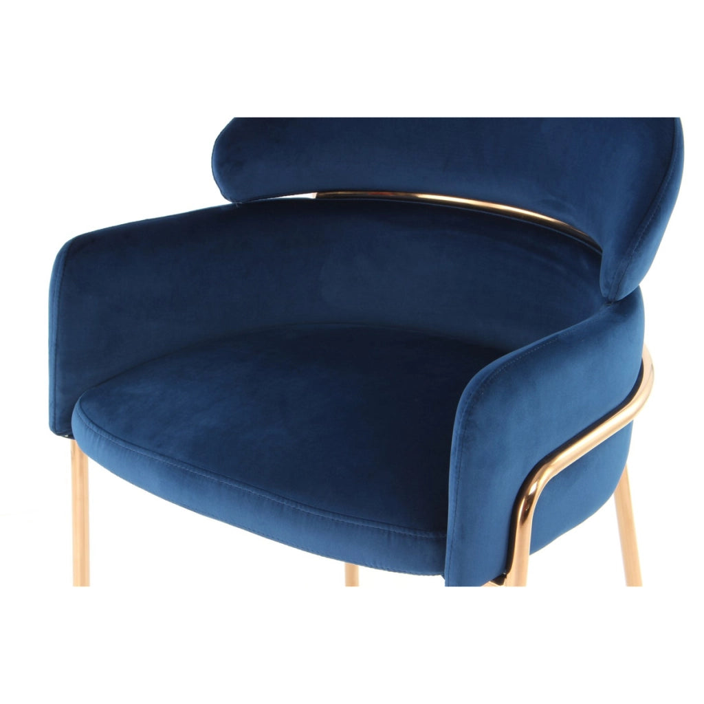 Sedia di design Corey in velluto blu e oro rosa