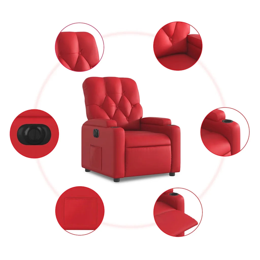Divano Sedia-Poltrona Reclinabile Elettrica Rossa in Similpelle 846277