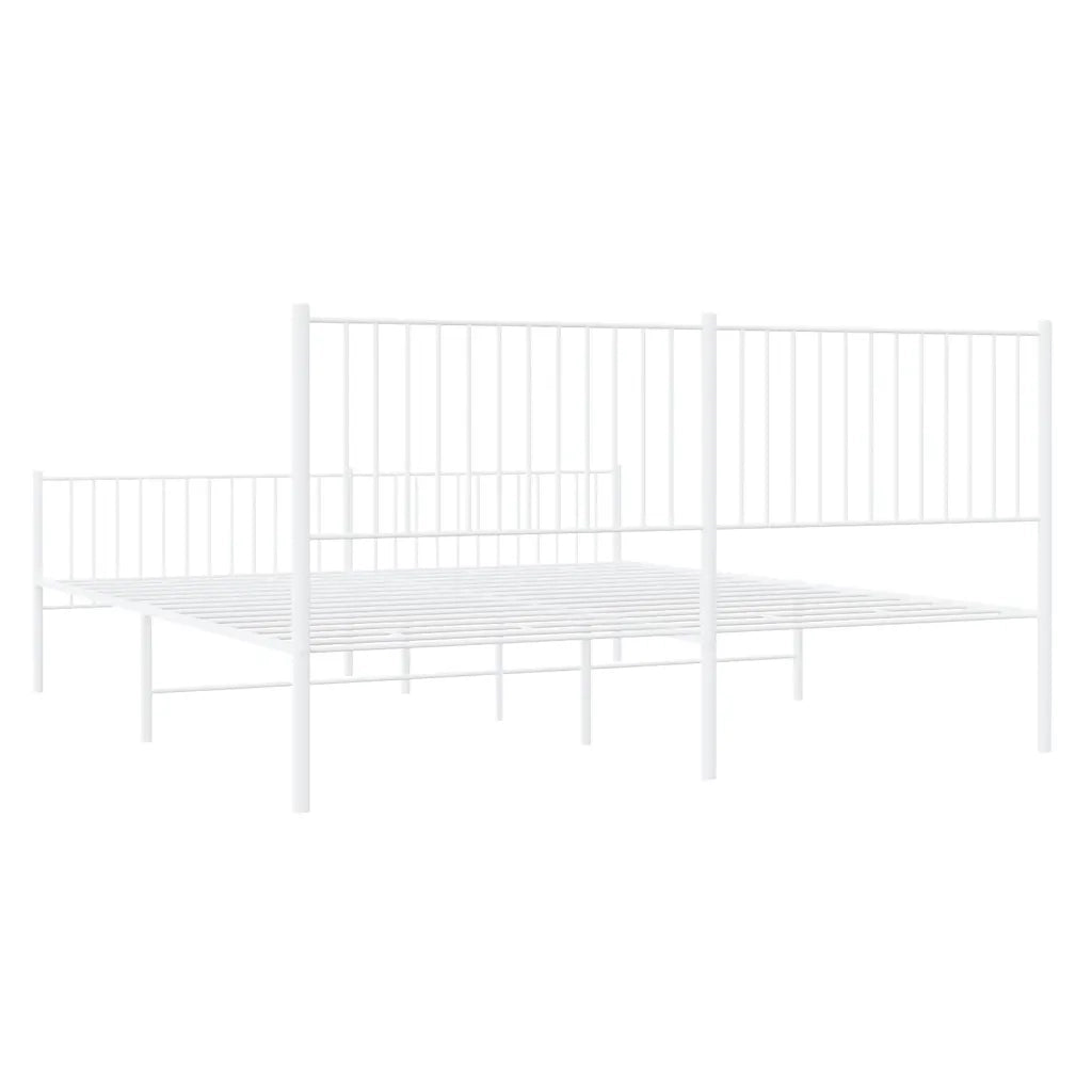 Giroletto con Testiera e Pediera Metallo Bianco 193x203 cm 350955