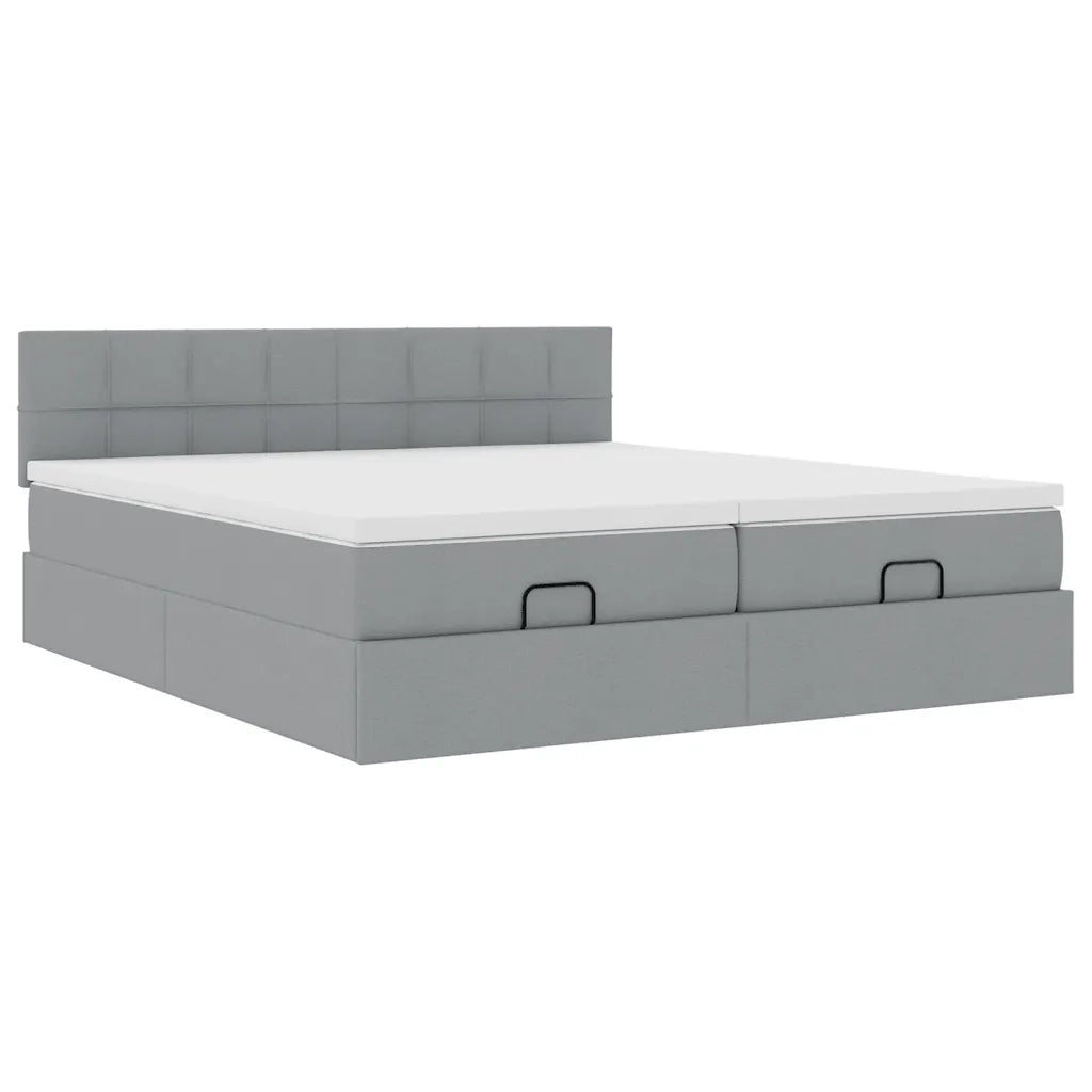Struttura Letto Pouf con Materassi 200x200 cm in Tessuto