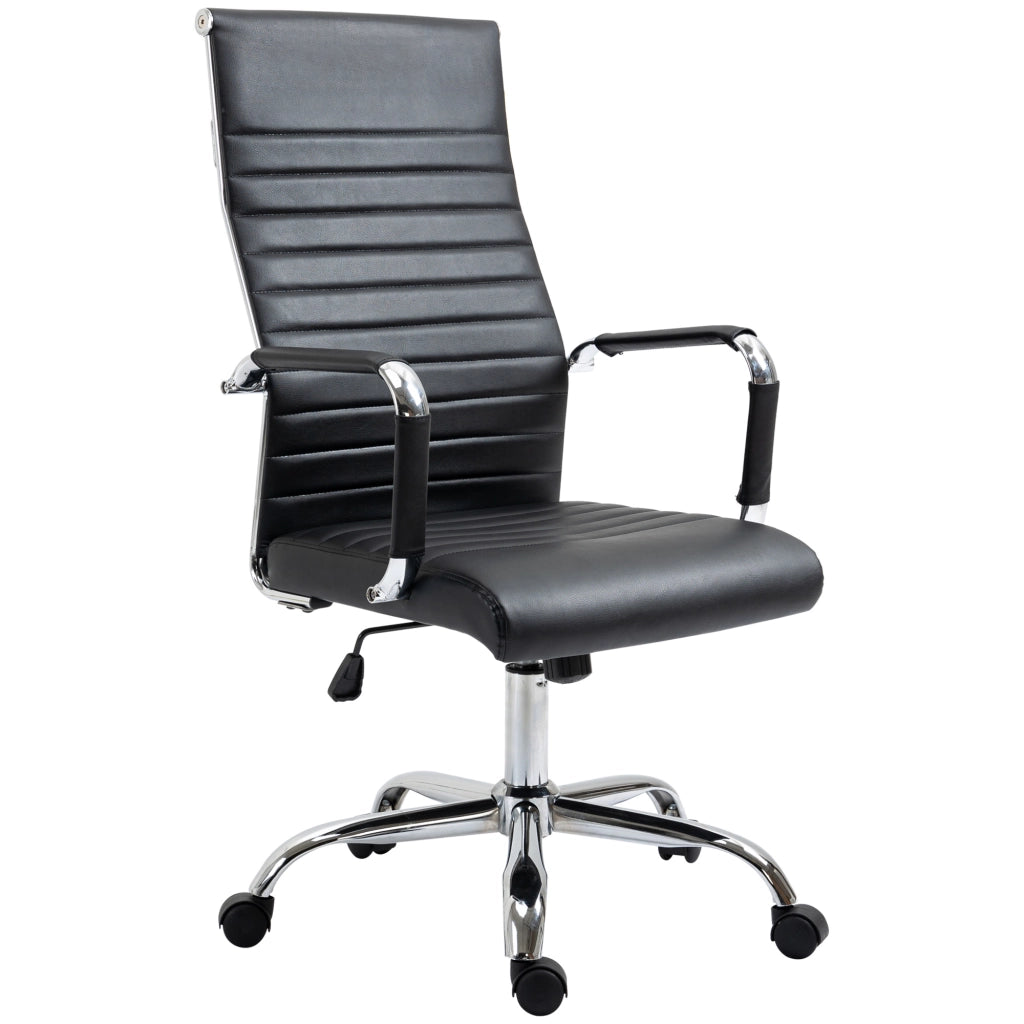 Sedia da ufficio ergonomica con altezza regolabile e funzione oscillante in pelle nera