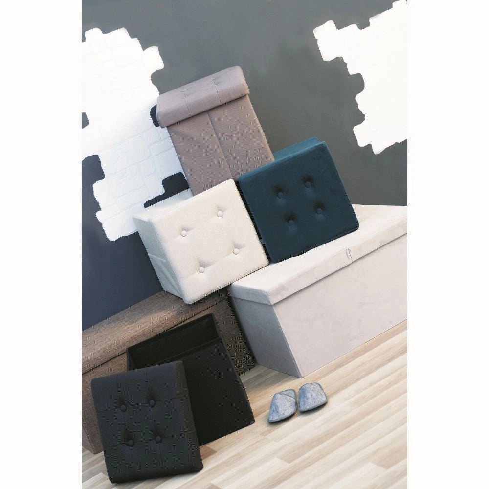 POUF CONTENITORE IN ECOPELLE 38 X 37 X 37 CM NERO
