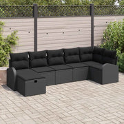 Set Divano da Giardino con cuscino 7 pcs Nero polyrattan 3360434