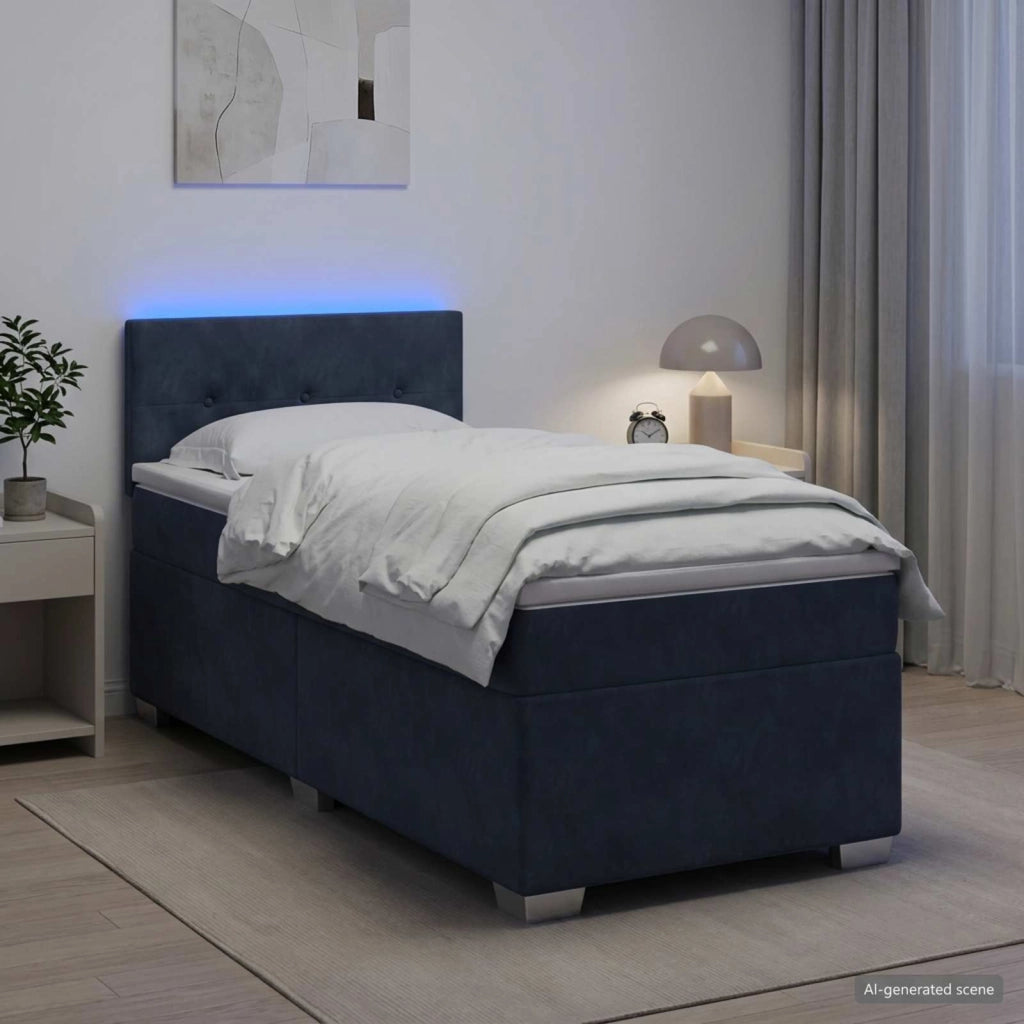 Letto con Box Spring, Materasso e LED Grigio Scuro Singolo 3452261
