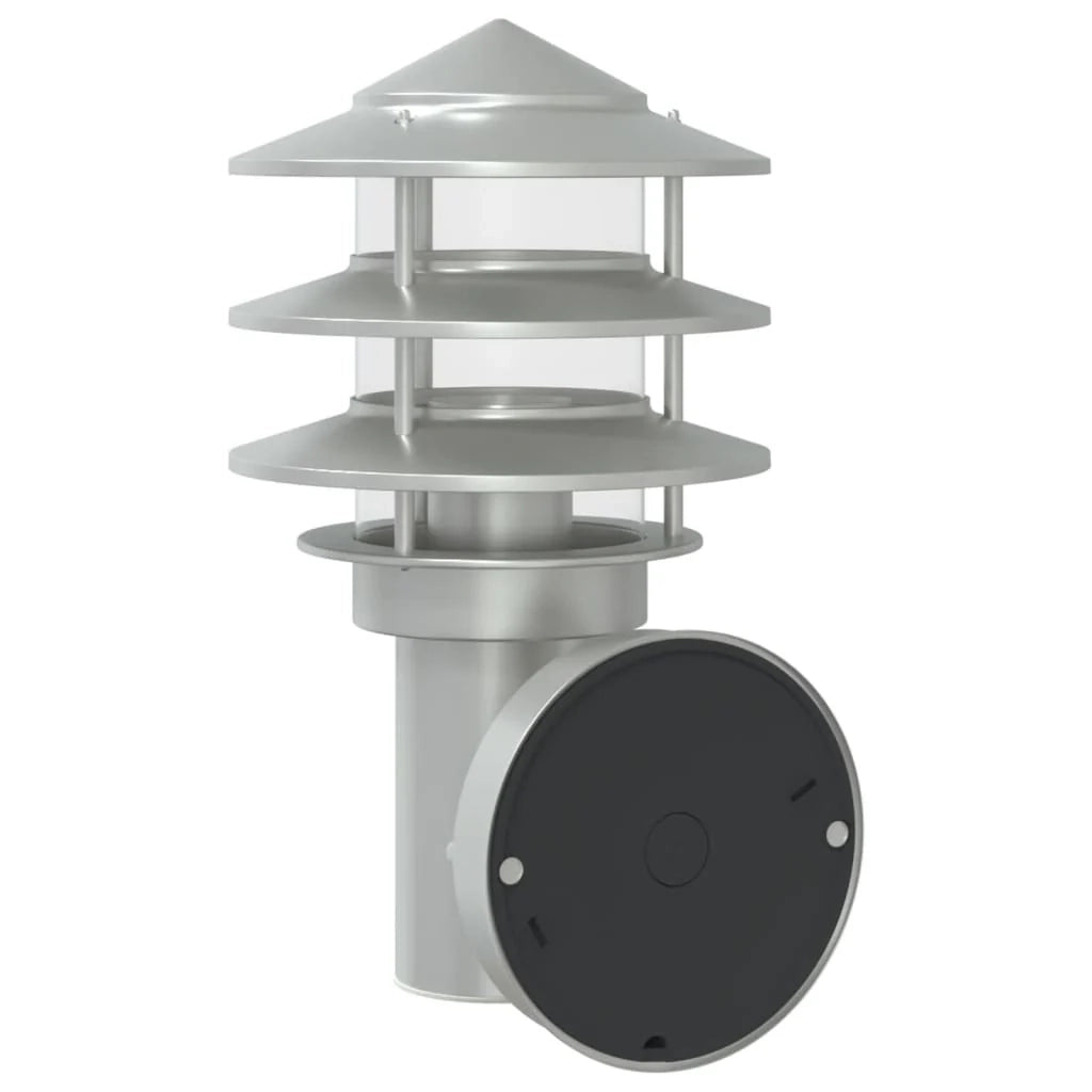 Set di 2 applique da esterno 15,5 x 15,5 x 28 cm illuminazione versatile in acciaio inox argento 02_0056548