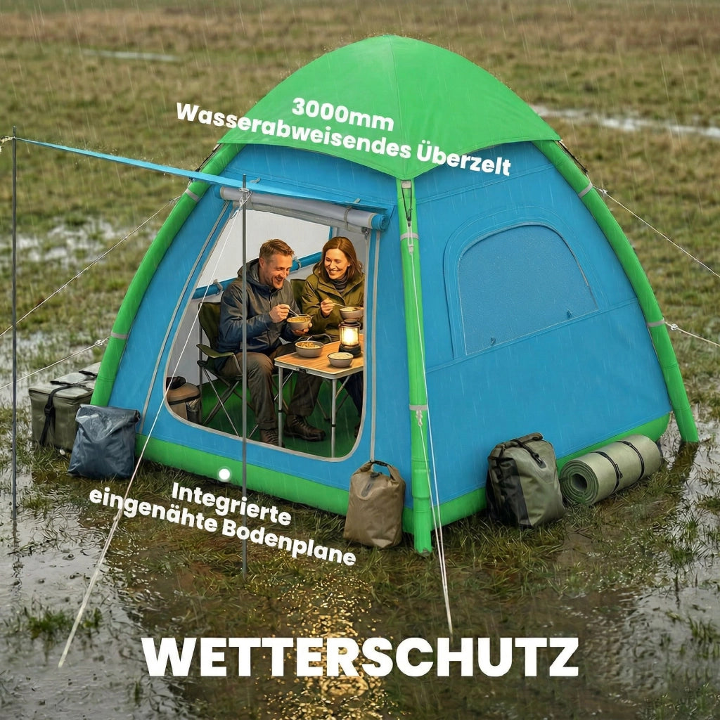 Tenda gonfiabile da campeggio per 3 persone, montaggio rapido con pompa ad aria, finestre in rete e tetto rimovibile, altezza 190 cm, per outdoor