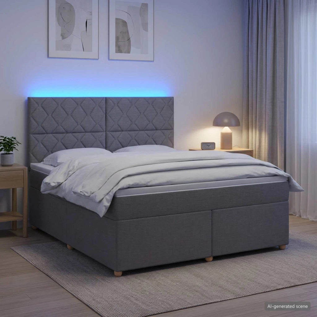 Letto box spring con materasso Grigio Chiaro 140 x 190 cm 3455350