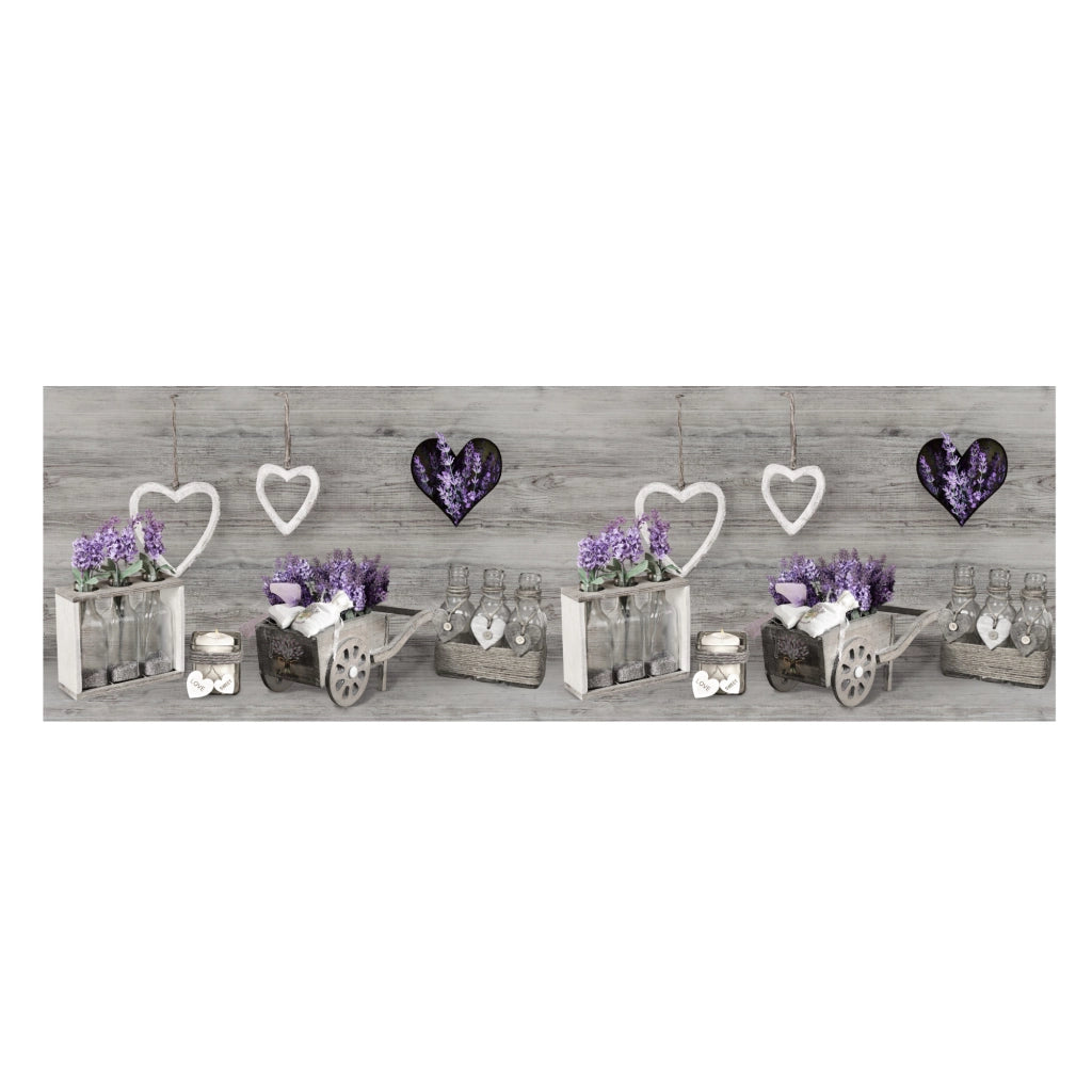 Tappeto Passatoia Cucina Antiscivolo Sottolavello Lavanda Cuor Carretto Grigio - 50x230 - Grigio