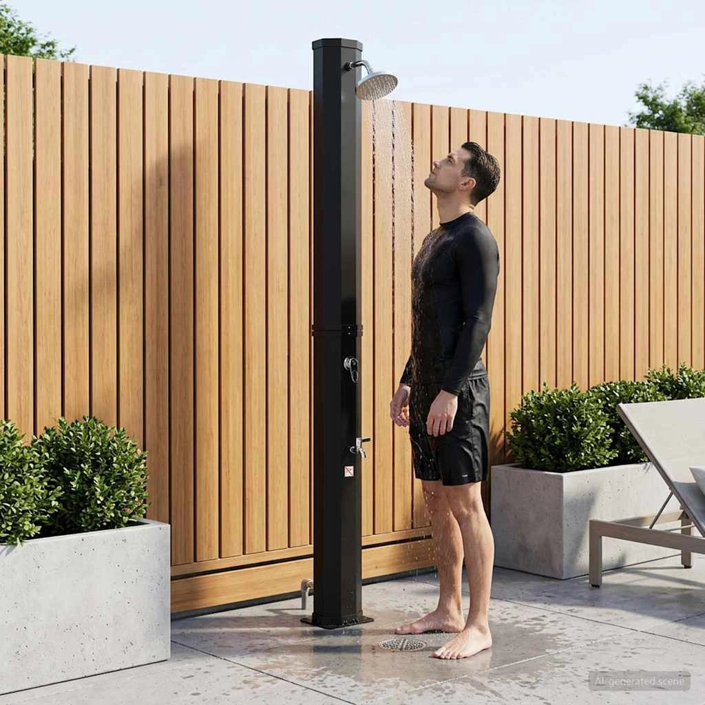 Doccia solare con testa doccia e rubinetto 40 l Nero 42039812