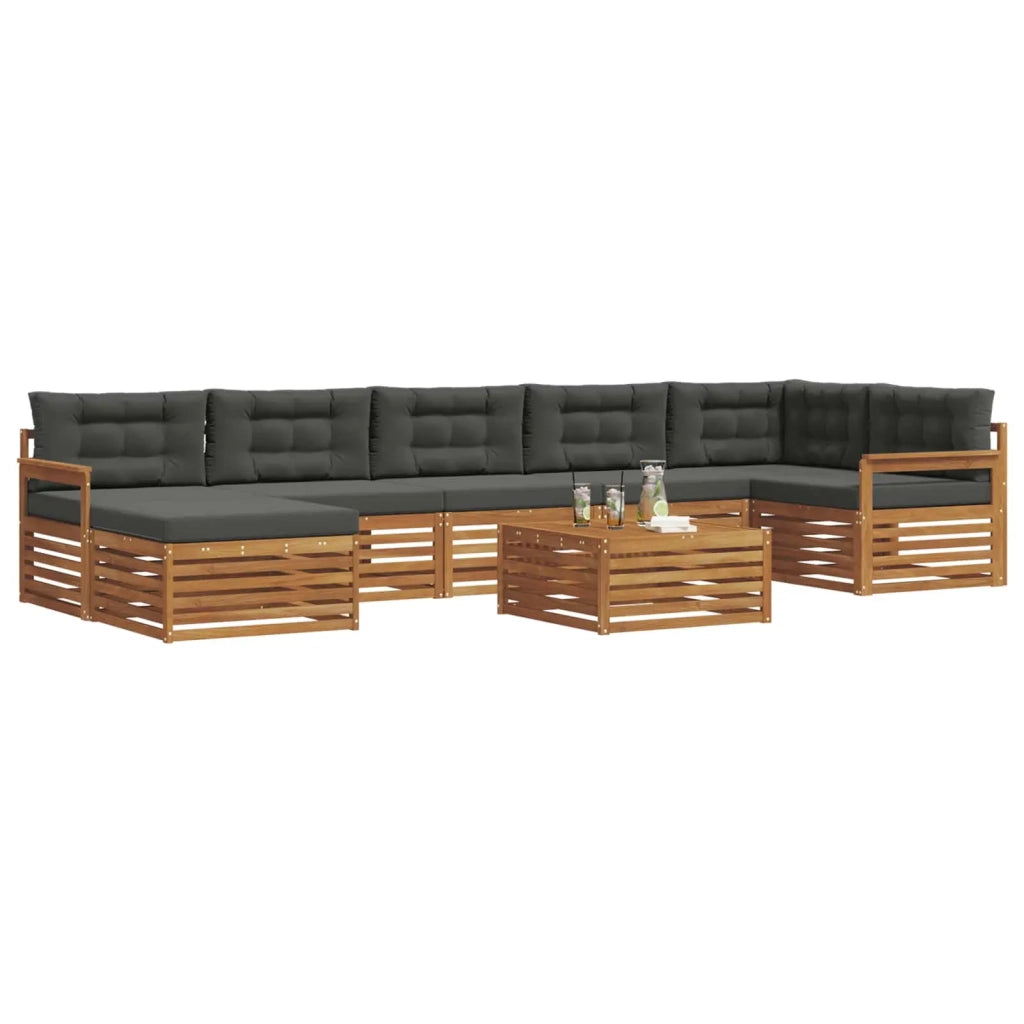 Set di divani da esterno con cuscino 8 pcs Naturale e Antracite 3373847