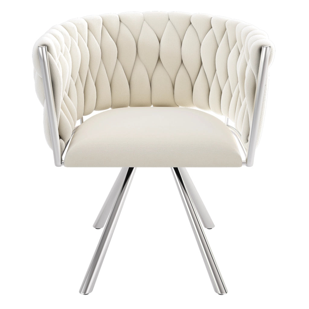 Sedia da Pranzo Girevole in Velluto ¨C Xylo ¨C Beige, Gambe in Metallo, Set 4 Pezzi