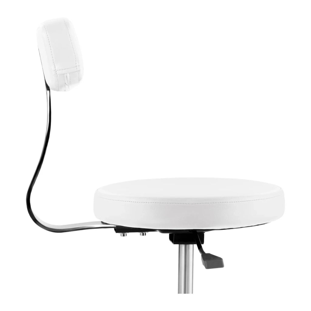 Sgabello girevole con schienale bianco 14_0003742