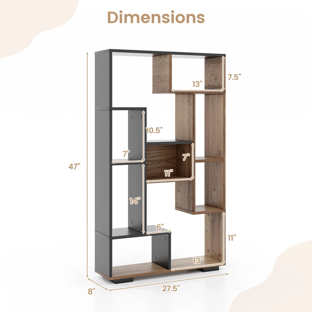 Libreria 47-Inch Scaffale a Giorno per Casa e Ufficio, Mobile Salvaspazio Robusto e Facile da Montare, Naturale e Nero