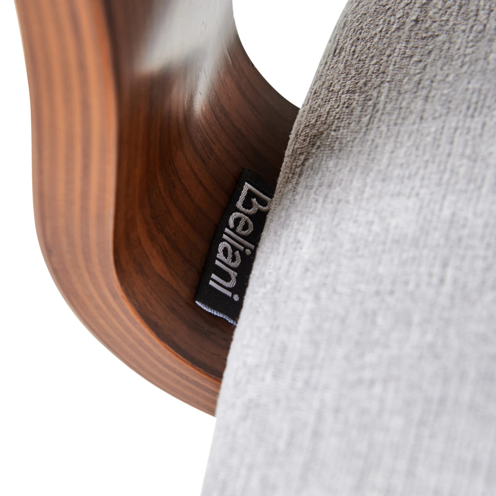 Sedia da ufficio in lino grigio chiaro e struttura in legno scuro arredamento da ufficio elegante