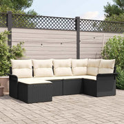 Set Divano da Giardino con archiviazione 6 pcs Nero polyrattan