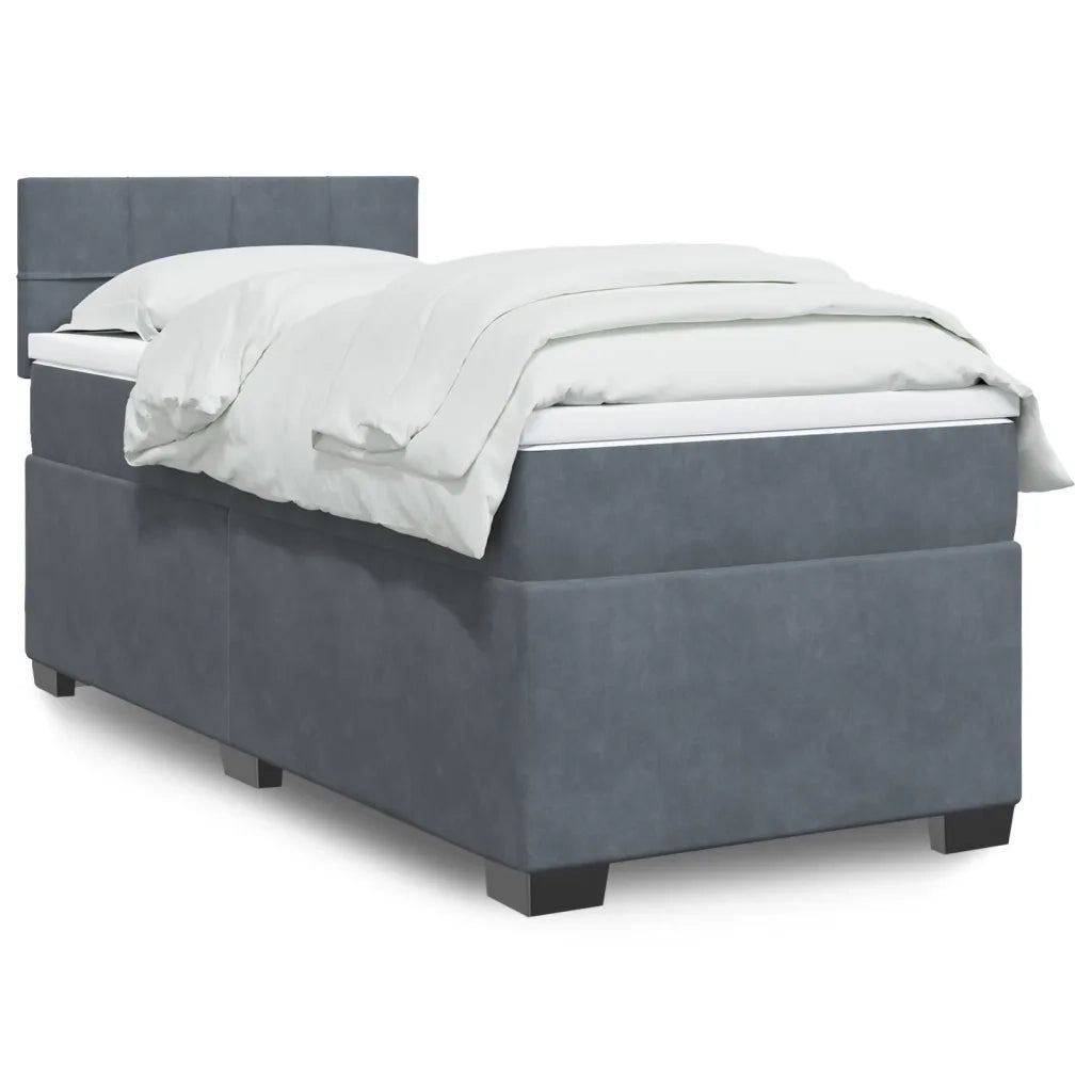Giroletto a Molle con Materasso-Struttura Letto Grigio Scuro 80x200 cm Velluto 195113
