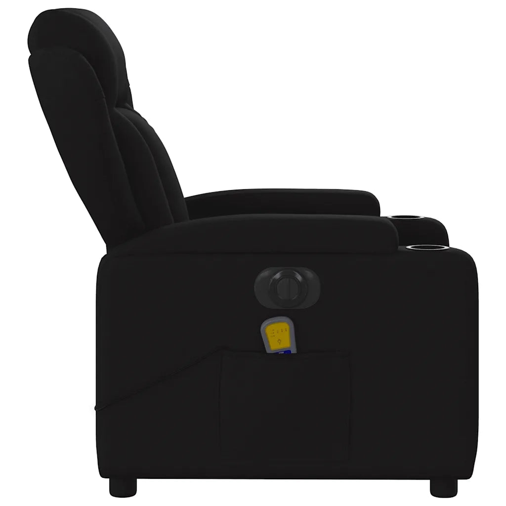 Poltrona Massaggiante | Sedia Relax Reclinabile Elettrica Nera in Tessuto