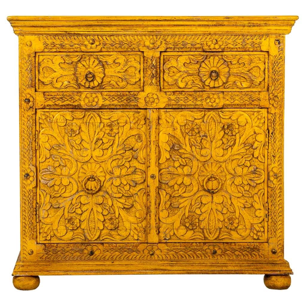 Aparador de madera amarillo 90x40x90 cm