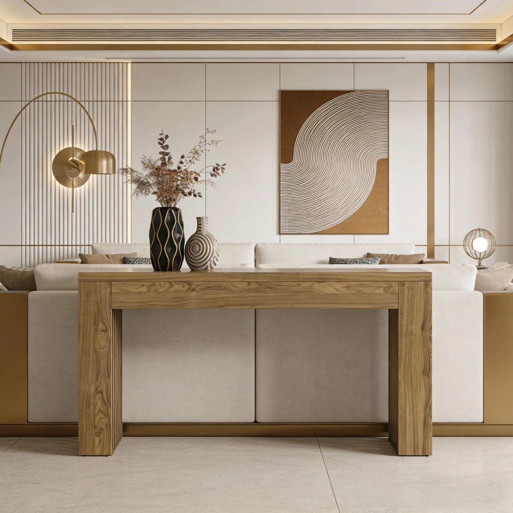 Tavolo consolle da ingresso 150 cm in MDF marrone stile rustico HOMVRA