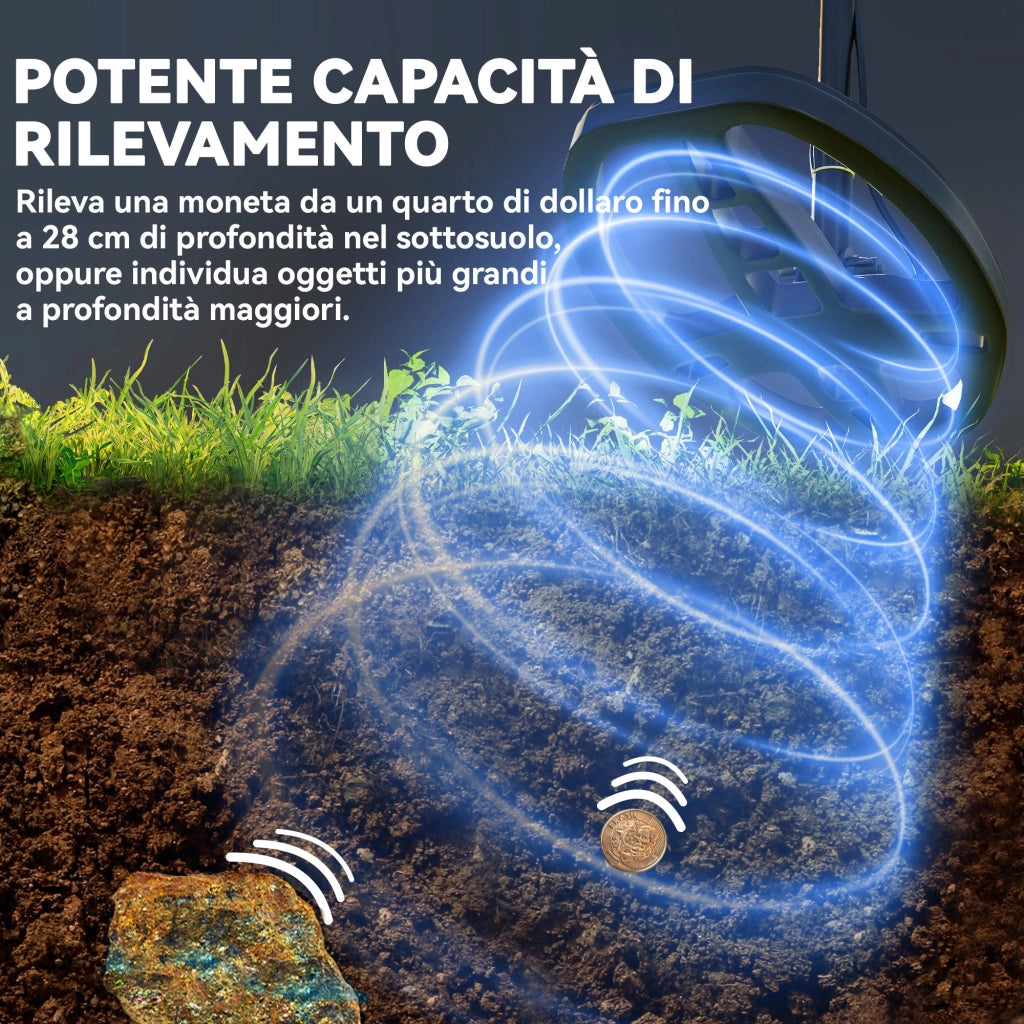 Metal Detector Professionale con 5 Modalità IP68 e Display LCD