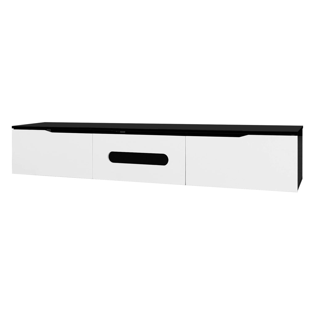 Mobile TV sospeso o da terra 180x35x30 cm con LED a 16 colori; nero e bianco
