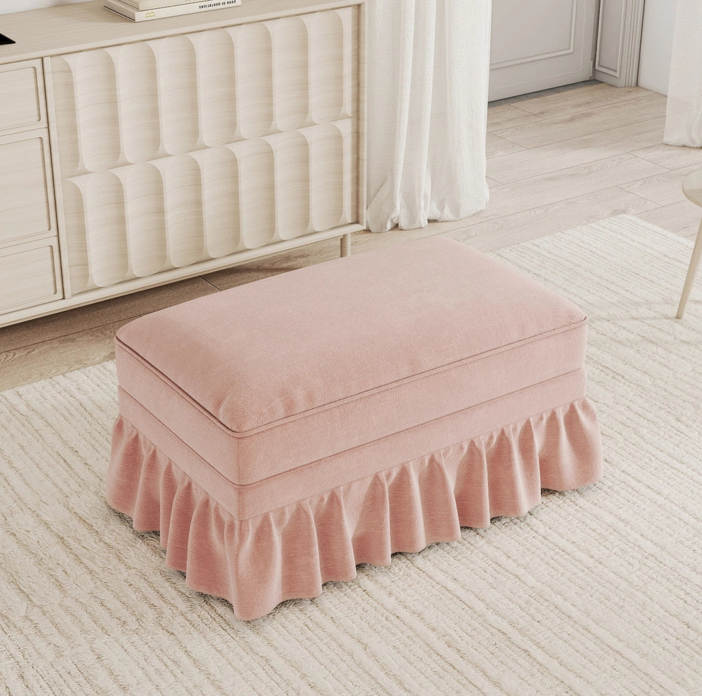 Pouf Windsor in Tessuto Chenille Rosa con Design Elegante e Versatile