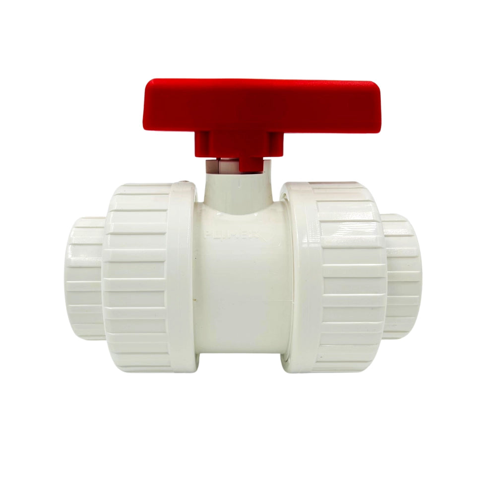 Aquariumline Valvola di chiusura a sfera con doppia ghiera in PVC bianco Ø25mm