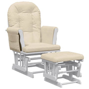 Poltrona | Sedia Relax Glider con Sgabello Bianco Crema in Tessuto