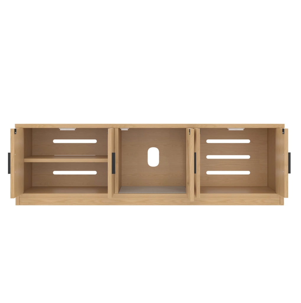 Mobile per lettiera per gatti 140x40x45;5 cm con ripiani regolabili e tappetino tiragraffi; rovere