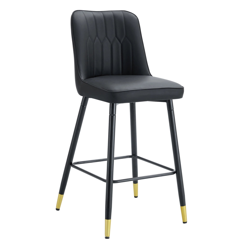 Set di 2 sgabelli da bar alti 100 cm in PU nero con struttura metallica nera e poggiapiedi ergonomico