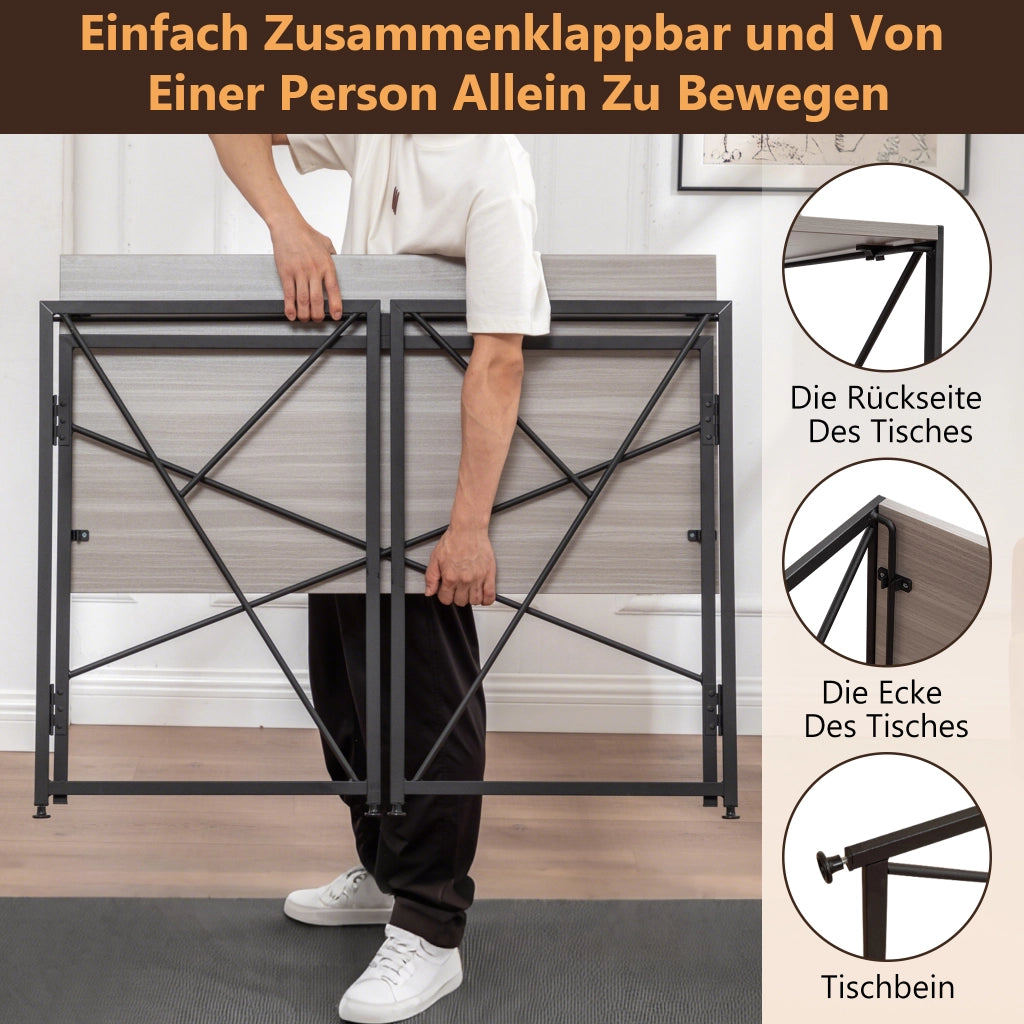 Scrivania dritta pieghevole in MDF e metallo naturale per home office e piccoli spazi 99 × 50 × 75 cm
