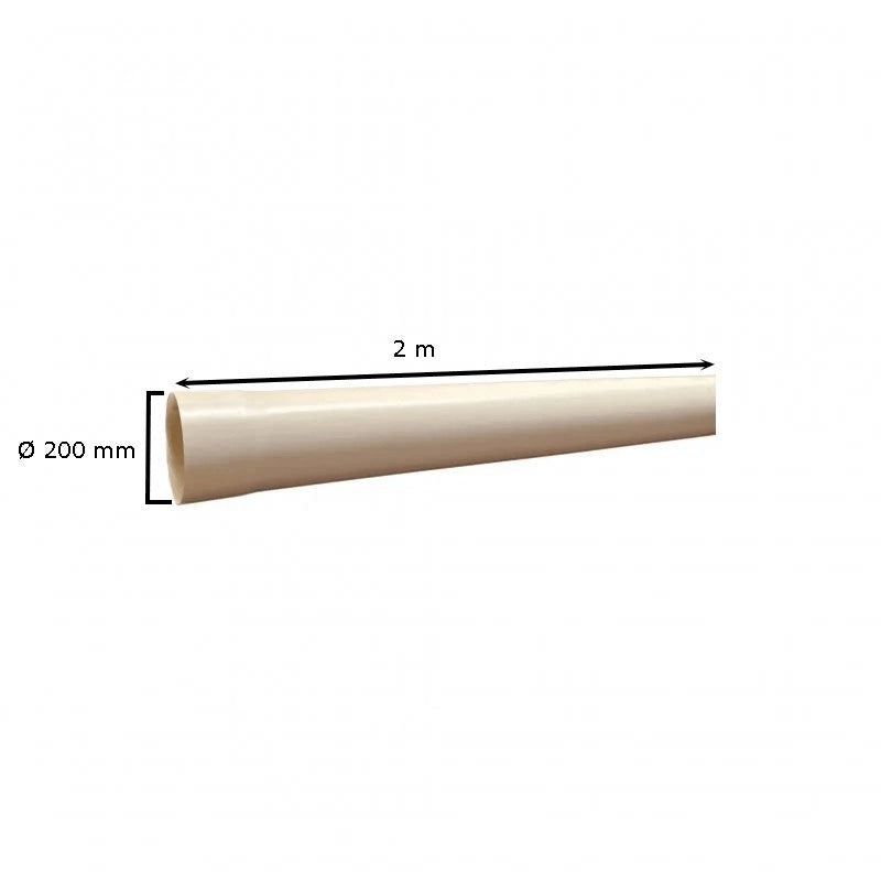 Tubo in PVC avorio : Diametro - 200, Metri Lineari - 2 metri