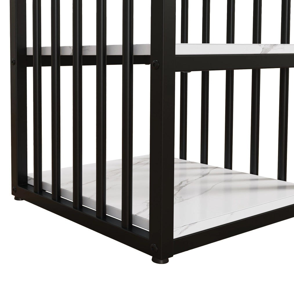 Tavolo bar con ripiani; 140 x 40 x 105 cm; MDF e metallo; bianco e nero