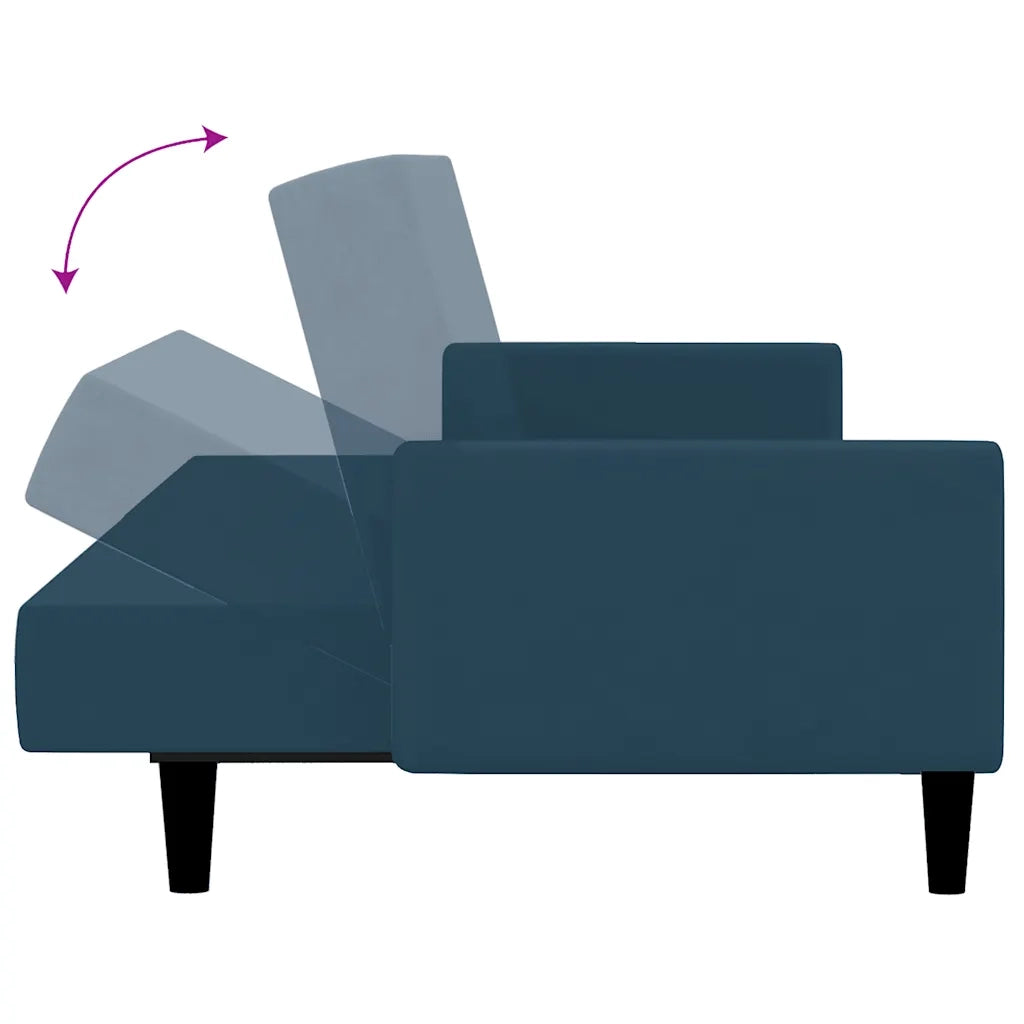 Divano letto | Sof¨¤ letto | Letto singolo a 2 Posti Blu in Velluto