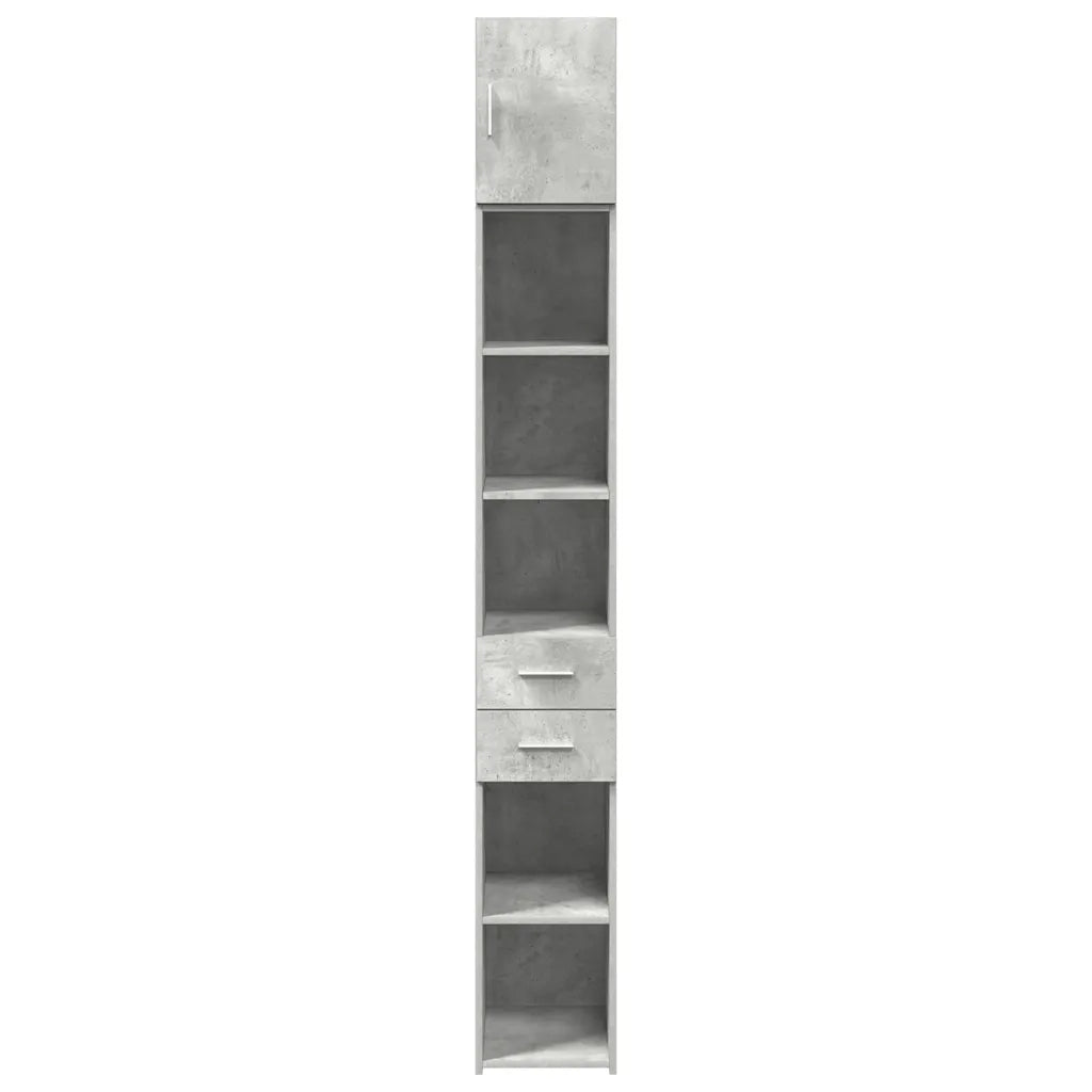 Mobiletto da bagno moderno e sottile 30 x 42,5 x 225 cm grande capacità finitura opaca in legno composito grigio cemento 02_0055555
