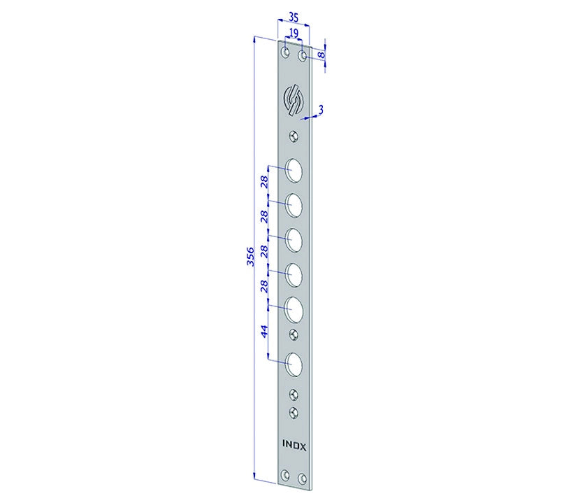 FRONTALE P/SERRATURE PORTE BLINDATE IN ACCIAIO INOX INT.28 FR2530  (FR2530XAI28)    SECUREMME