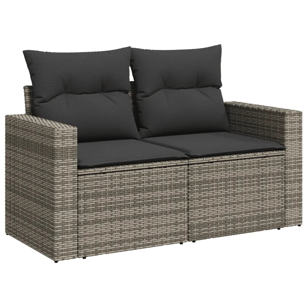 Set Divani da Giardino 14pz con Cuscini in Polyrattan Grigio