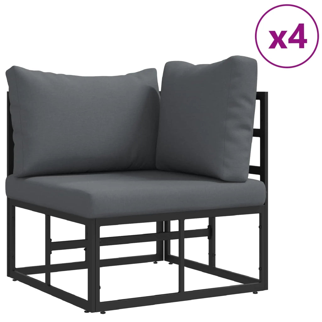 Set Divano da Giardino con cuscino 7 pcs Nero Alluminio 3378945