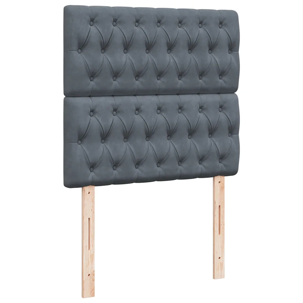 Giroletto a Molle con Materasso Grigio Scuro 90x190 cm Velluto