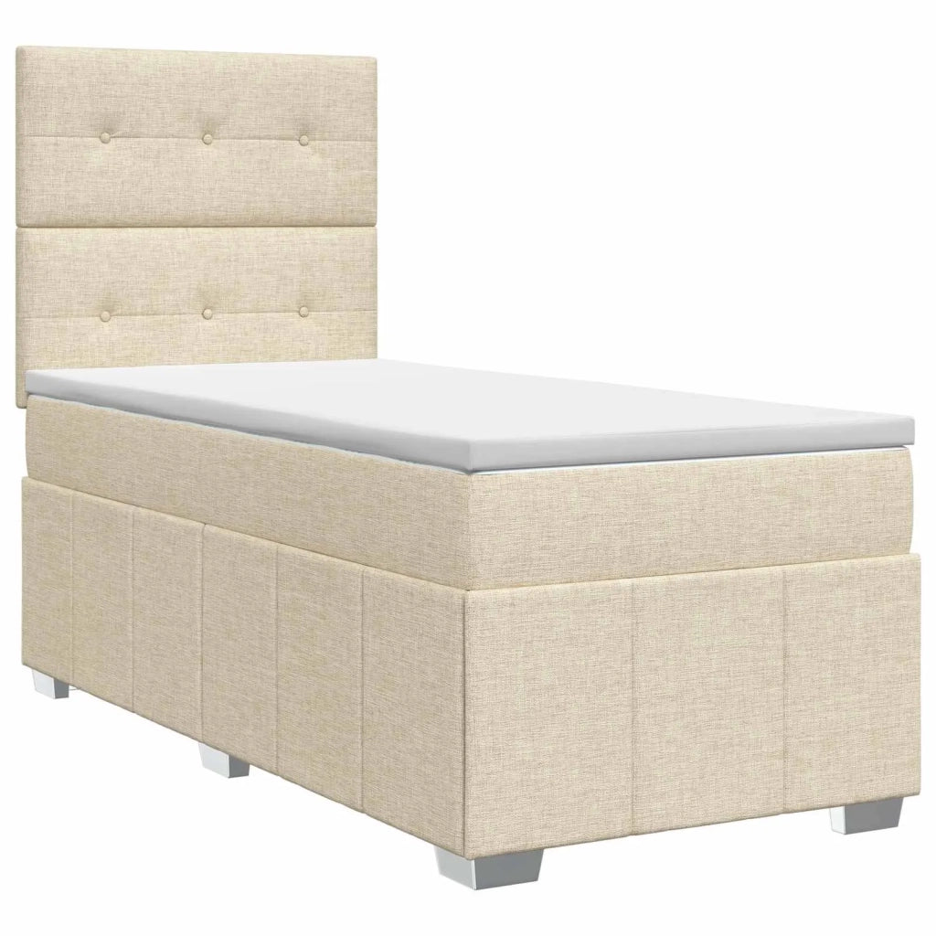 Letto box spring con materasso Crema 90 x 200 cm Tessuto 3454055