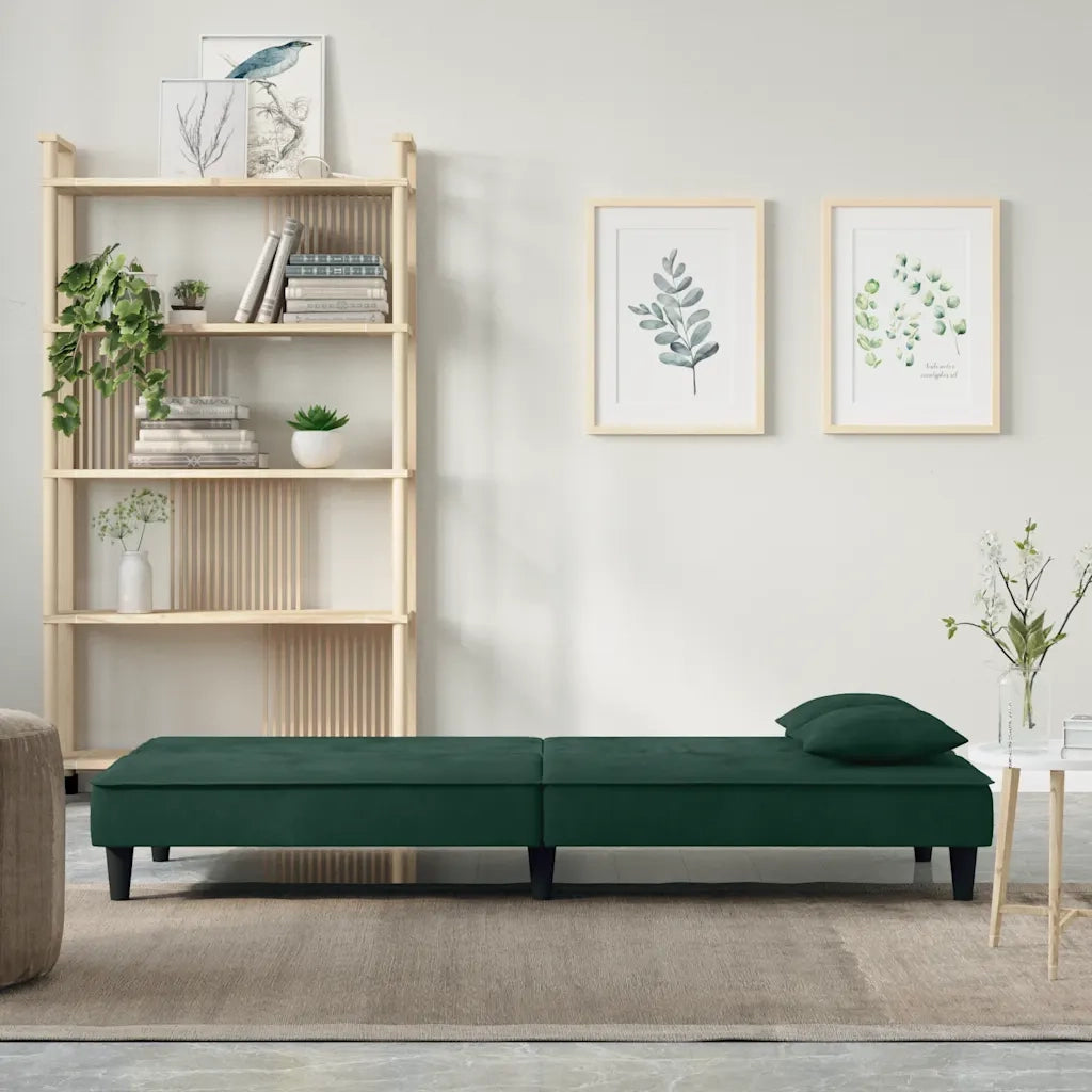 Divano letto | Sof¨¤ letto | Letto singolo Verde Scuro in Velluto
