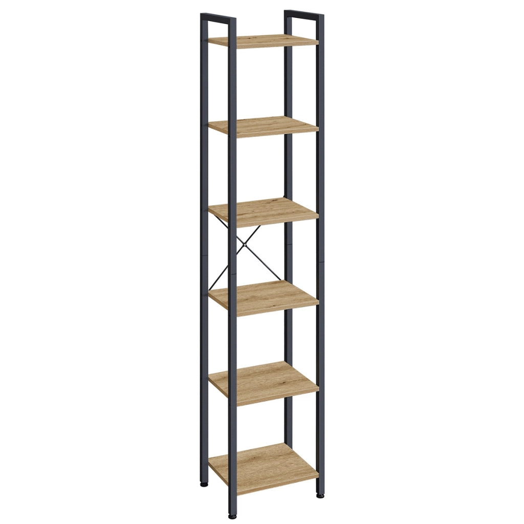 Libreria a colonna industrial artisan oak a 6 ripiani