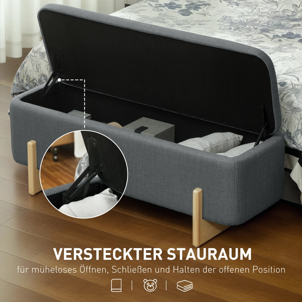 Sgabello con contenitore ¨C Minimal ¨C 111x44x44,5 cm, tessuto, grigio scuro