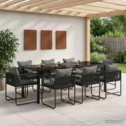 Set da Pranzo per Giardino 9 pz Nero e antracite polyrattan 3448910